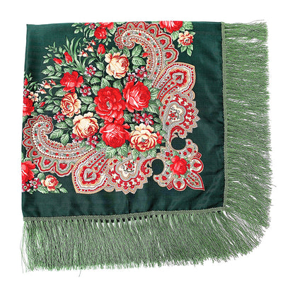 Pañuelo Floral Retro con Flecos para Mujer - Image 40