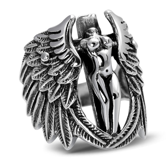 Anillo Plata 925 Ángel Guardián Vintage con Alas de Pluma - Image 9