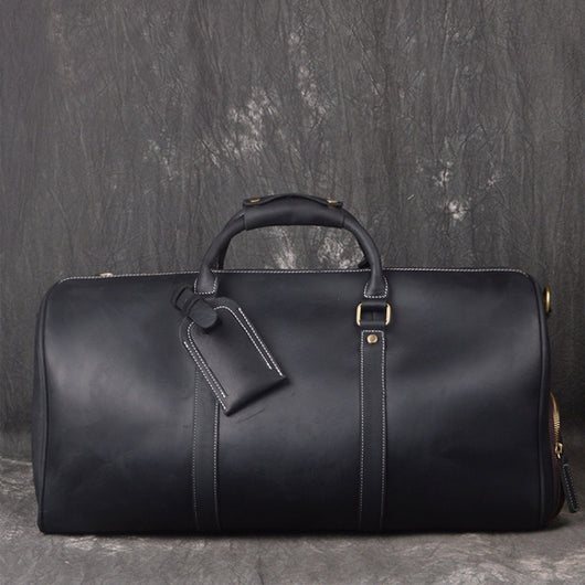 Bolsa de Viaje Retro en Cuero Genuino - Gran Capacidad Portátil para Hombre - Image 3
