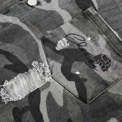 Camisa de Manga Larga Estilo Retro Americano con Diseño Camuflado Desgastado - Image 3
