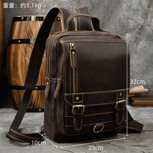 Mochila Multifuncional de Cuero Crazy Horse Retro para Hombre y Estudiantes - Image 19