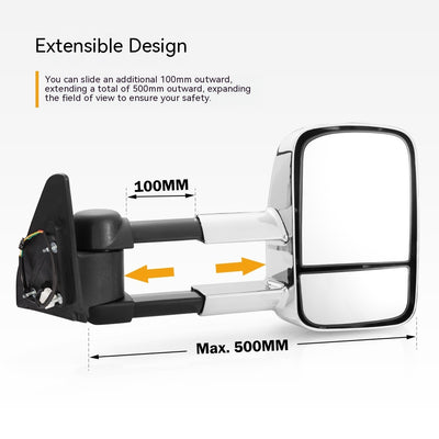 Espejo Retrovisor Plegable Gran Angular Plateado Cromado - Image 6