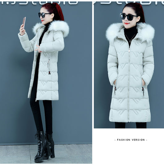 Chaqueta de Algodón con Capucha y Cuello de Piel Oversized para Talla Grande - Image 7