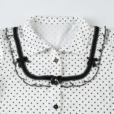Blusa Estilo Francés con Moño y Lunares - Image 8