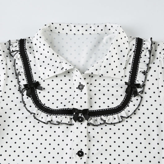 Blusa Estilo Francés con Moño y Lunares - Image 8