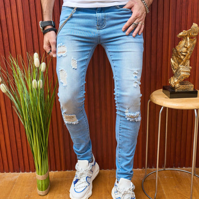 Jeans Slim Fit Rotos de Verano para Hombre con Stretch - Image 4