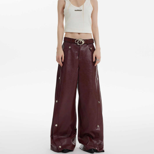 Pantalón Rojo Mate Plisado Ancho Deconstruido