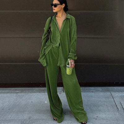 Traje de Pantalón Plisado Cintura Alta para Mujer - Image 4