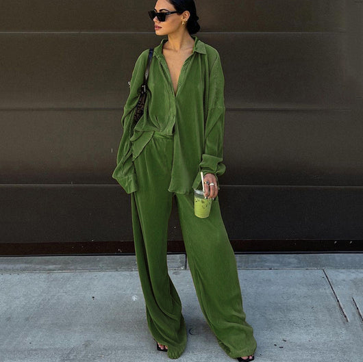 Traje de Pantalón Plisado Cintura Alta para Mujer - Image 4