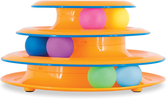 Torre de Juego Interactiva para Gatos con 3 Niveles y Bolas Giratorias