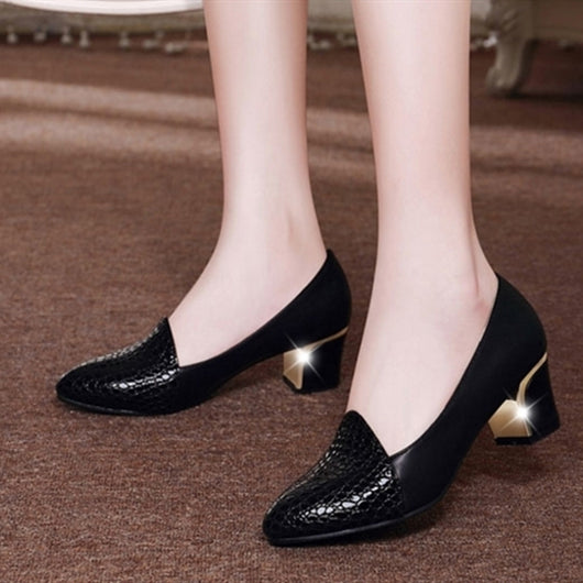 Zapatos de Trabajo Mujer Tacón Grueso Punta Fina Talla Grande Comodidad Profesional - Image 14