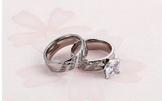 Par de Anillos de Acero con Diamantes 18K - Joyería de Fábrica - Image 3
