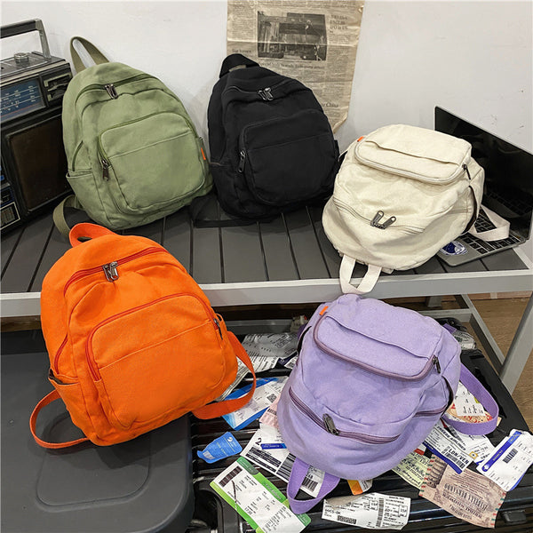 Mochila Casual Retro Lona Lavada - Colección Sen para Estudiantes