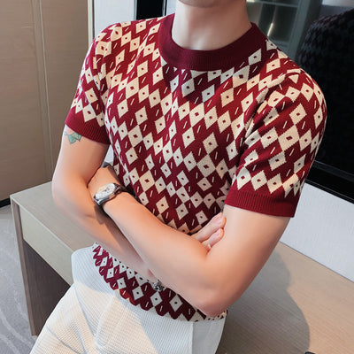 Suéter Camiseta Slim Cuello Redondo Transpirable Estilo Coreano Manga Corta - Image 4
