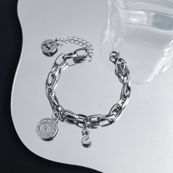 Pulsera Retro de Acero Titanio para Mujer - Estilo Vintage Moderno