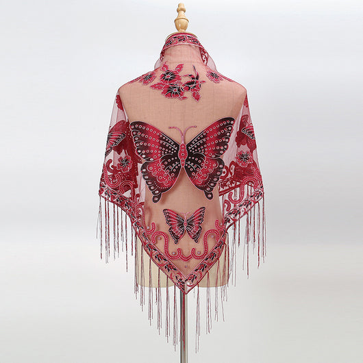 Pañuelo Triangular Calado con Encaje Elegante para Mujer - Image 5