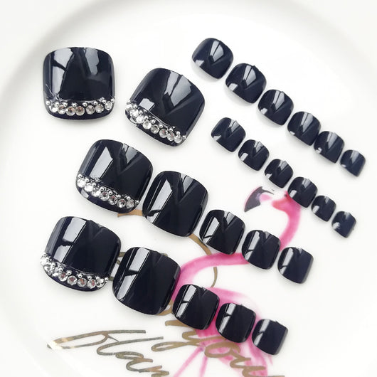 Parches de Uñas con Strass Negro - Manicura Instantánea Elegante - Image 3