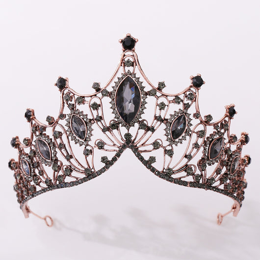 Tiara Nupcial Vintage Clásica Negro Barroco - Image 9