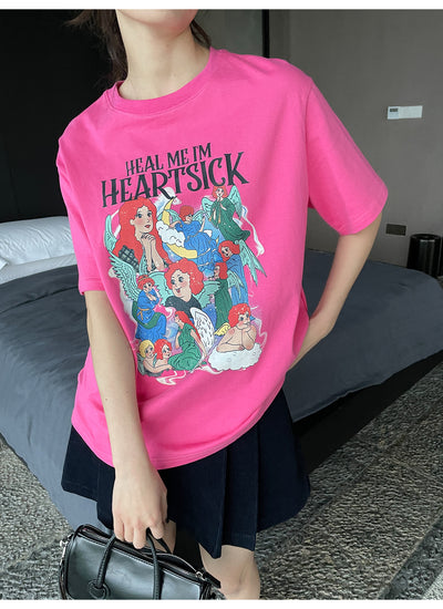Playera Estampada Suelta y Ajustada para Mujer - Cuello Redondo Manga Corta - Image 31