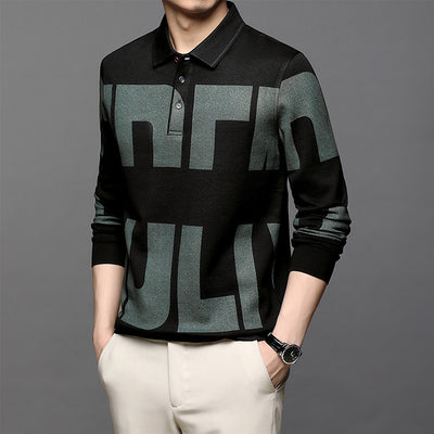Polo Manga Larga Estilo Hong Kong con Estampado en Solapa - Image 10