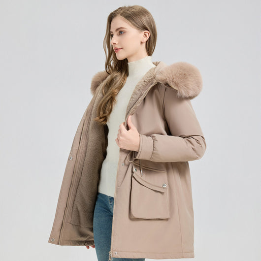 Abrigo Parka Largo Acolchado con Capucha Forrada en Piel para Invierno - Image 6
