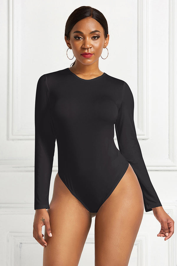 Body Ajustado Mujer Manga Larga Cuello Redondo