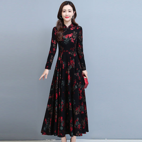 Vestido Cheongsam Moderno para Mujer - Primavera y Otoño