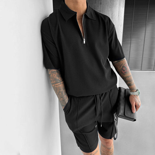 Conjunto Casual de Verano para Hombre - Polo con Cierre y Shorts con Cordón - Image 10