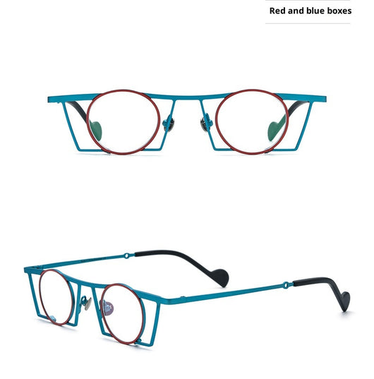 Gafas Retro Redondas de Titanio Puro con Combinación de Colores - Image 16