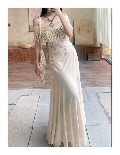 Vestido Bohemio Fishtail con Borlas - Cuello Redondo Ajustado para Verano - Image 12