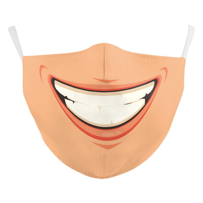 Halloween funny face mask with a digital print of a stitched-up face and yellow teeth, featuring ear hooks. - Image 10