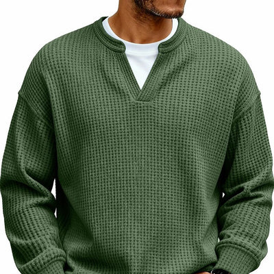 Sudadera Texturizada Cuello V para Hombre - Manga Larga Casual Versátil - Image 3