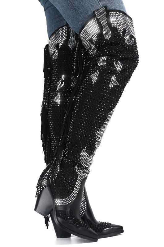 Botas Altas de Tacón Cuña con Flecos - Estilo Sexy y Moderno - Image 4
