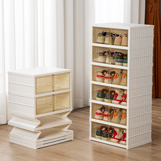Organizador de Zapatos Plegable de Doble Fila con Caja Transparente