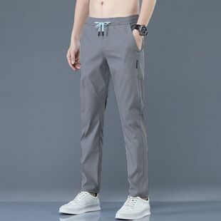 Pantalones Casuales de Seda de Hielo Corte Relajado para Hombre - Image 11