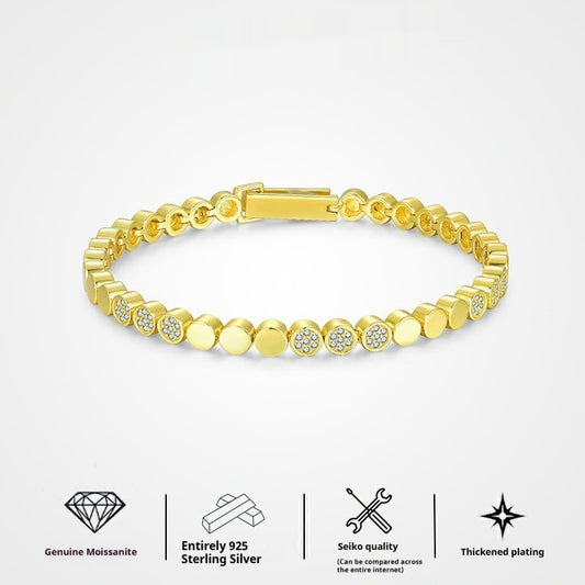 Pulsera de Moissanita Redonda Plateada en Oro - Diseño Burbuja Exclusivo para Mujer - Image 2