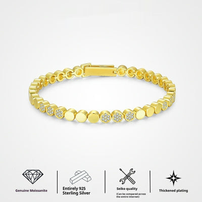 Pulsera de Moissanita Redonda Plateada en Oro - Diseño Burbuja Exclusivo para Mujer - Image 2