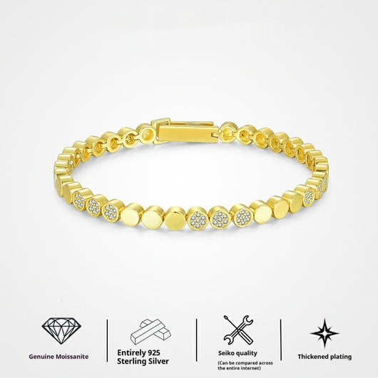 Pulsera de Moissanita Redonda Plateada en Oro - Diseño Burbuja Exclusivo para Mujer - Image 2