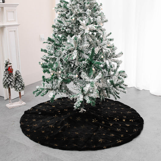Falda para Árbol de Navidad Terciopelo Negro con Bordado Elegante - Image 7