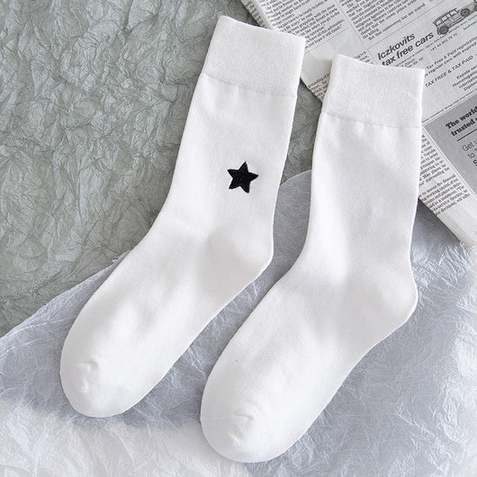 Calcetines JK Estilo Coreano Estrellas y Luna - Calcetines Altos de Color Puro - Image 5