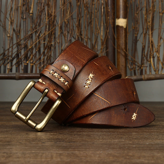 Cinturón Vaquero de Cuero Vintage Delavado con Hebilla de Pasador - Image 21