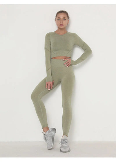 Traje de Yoga Largo Ajustado de Cintura Alta con Manga Larga - Image 27