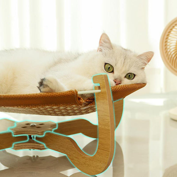 Cama Elevada de Ratán Tejido para Gatos y Perros - Cómoda Fresca Todo Año