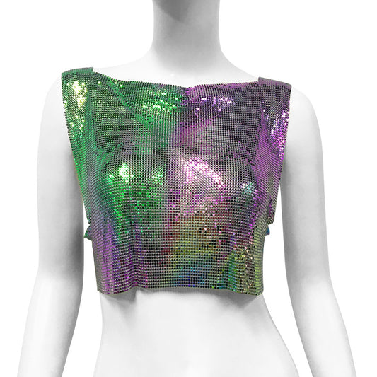 Top Brillante con Lentejuelas Metálicas - Estilo Dulce y Picante - Image 2