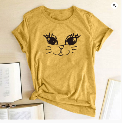 Playera Manga Corta Cuello Redondo Estampado Gato para Mujer - Image 19