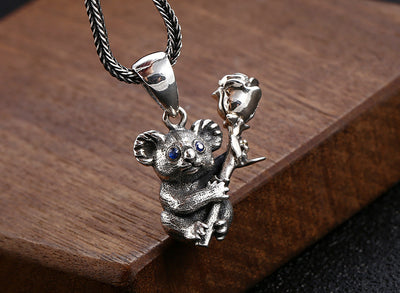 Collar de Plata Esterlina con Diseño de Koala y Flor de Rosa para Hombre y Mujer - Image 10
