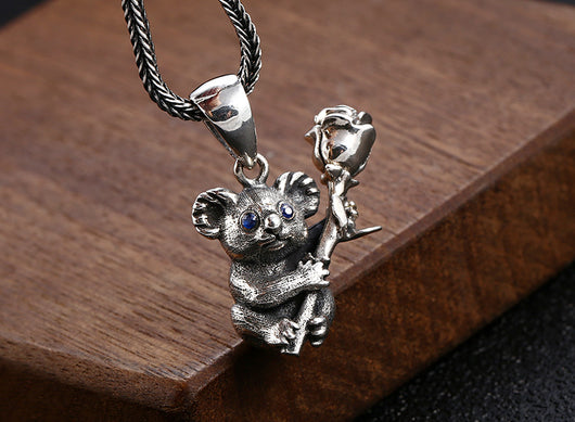 Collar de Plata Esterlina con Diseño de Koala y Flor de Rosa para Hombre y Mujer - Image 10