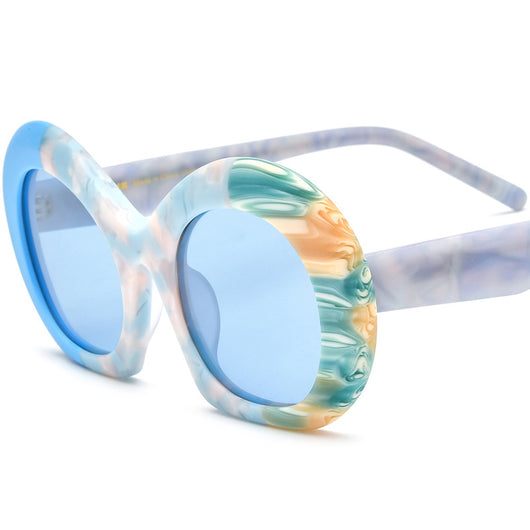 Gafas de Sol Estilo Cat-eye con Lentes Ahumados y Bloques de Color - Image 9