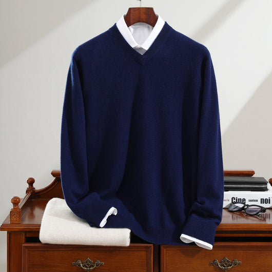 Suéter de Cashmira Puro para Hombre - Cuello V Manga Larga - Image 9