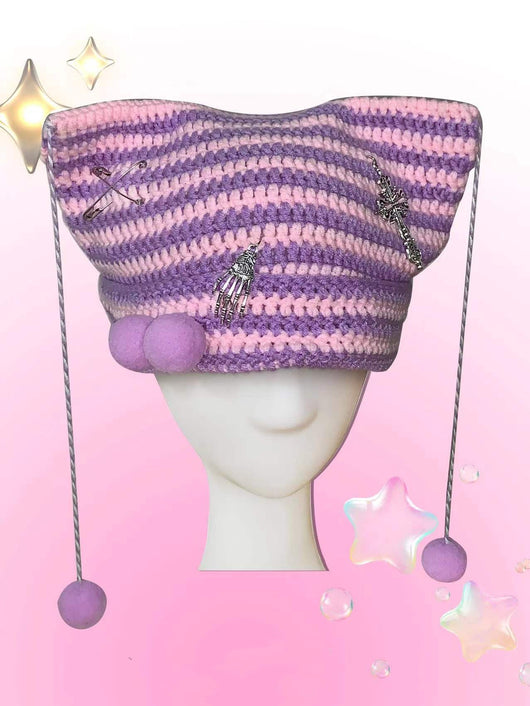Gorro de Lana Tejido con Orejas de Gato y Pompón - Image 7